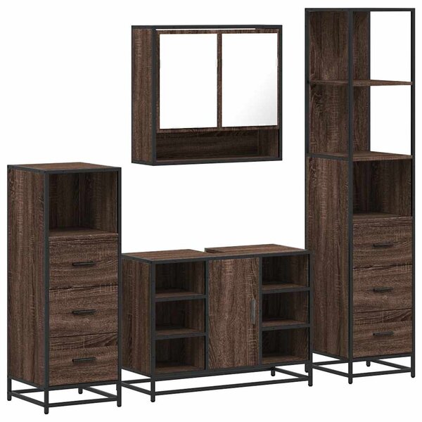 vidaXL Ensemble de meubles de salle de bain 4 Pièces chêne marron