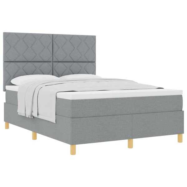 vidaXL Lit à ressorts avec tête de lit Gris clair 160 x 200 cm tissu