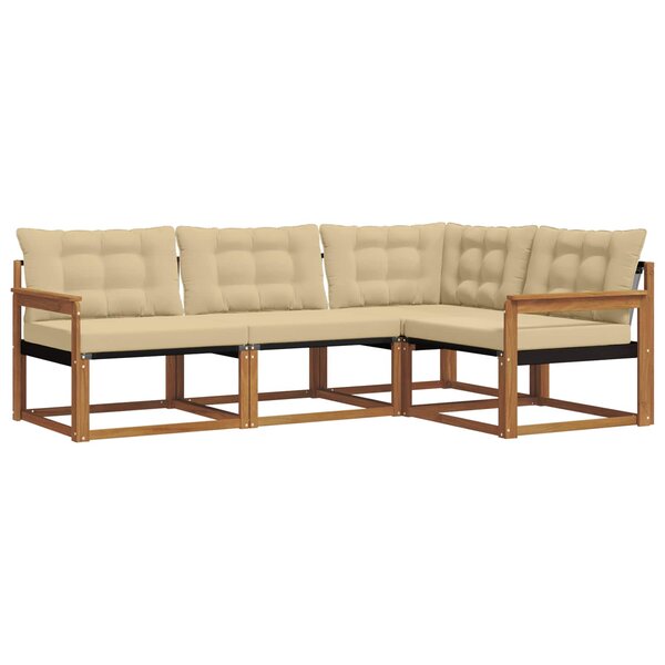 vidaXL Ensemble de canapés d'extérieur 4 pc Naturel et Beige