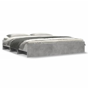 vidaXL Cadre de lit sans matelas gris béton 200x200 cm bois ingénierie