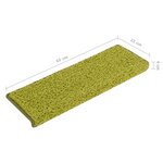 vidaXL Tapis d'escalier 15 pièces 65 x 21 x 4 cm Vert Bordure rectangulaire