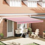 vidaXL Auvent Rétractable with Rouge et blanc 400 × 300 cm tissu