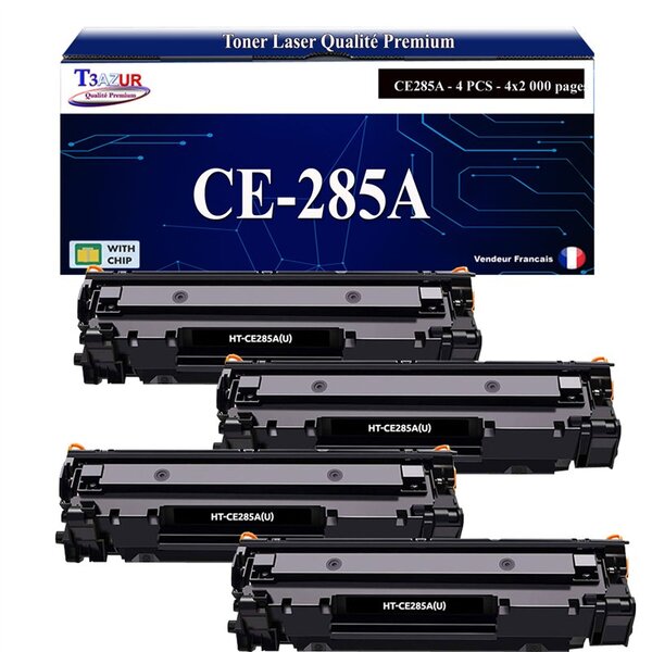 T3AZUR -4x Toners compatibles  avec HP CE285A (85A) pour HP LaserJet Pro M1130  M1132  M1132MFP  M1210  M1212NF  M1217NFW  P1102  P1102W  P1109
