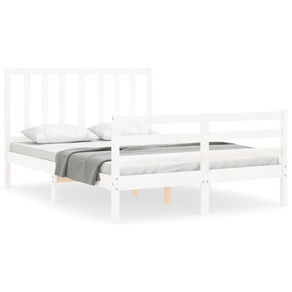 vidaXL Cadre de lit sans matelas blanc 140x190 cm bois de pin massif