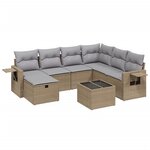 vidaXL Salon de jardin avec coussins 8Pièces mélange beige résine tressée