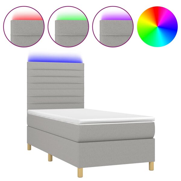 vidaXL Sommier à lattes de lit et matelas et LED Gris clair 80x200cm