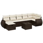 vidaXL Salon de jardin 8 Pièces avec coussins marron résine tressée