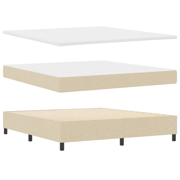 vidaXL Lit à ressorts avec matelas Crème 180 x 200 cm tissu