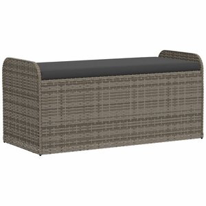 vidaXL Banc de rangement avec coussin gris 115x51x52 cm résine tressée