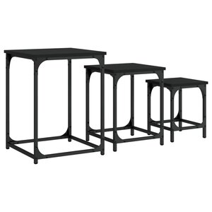 vidaXL Tables basses gigognes 3 Pièces noir bois d'ingénierie