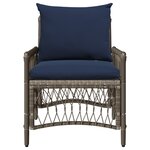 vidaXL Chaise de jardin avec coussins gris 60x70x78 cm en poly rattan