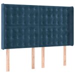 vidaXL Tête de lit à LED Bleu foncé 147x16x118/128 cm Velours