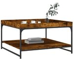 vidaXL Table basse chêne fumé 80x80x45 cm bois d'ingénierie et fer