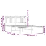 vidaXL Cadre de lit métal sans matelas avec tête de lit noir 135x190cm