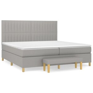 vidaXL Sommier à lattes de lit avec matelas Gris clair 200x200cm Tissu