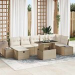 vidaXL Ensemble de canapé de jardin 8 Pièces Beige polyrotin