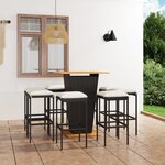 vidaXL Ensemble de bar de jardin 9 Pièces et coussins Résine tressée Noir