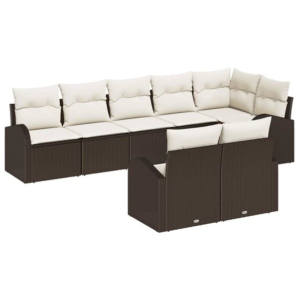 vidaXL Ensemble de canapé de jardin 8 Pièces Marron et blanc Poly rotin