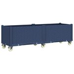 vidaXL Jardinière à roulettes bleu gris 160x50x54 cm PP