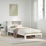 vidaXL Lit bibliothèque sans matelas blanc 90x200cm bois de pin massif