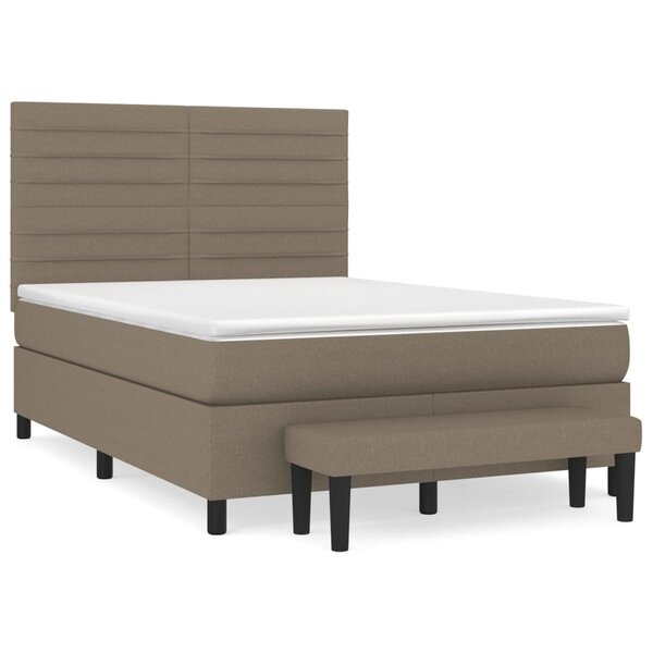 vidaXL Sommier à lattes de lit avec matelas Taupe 140x200 cm Tissu
