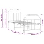 vidaXL Cadre de lit métal sans matelas avec pied de lit noir 75x190 cm