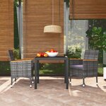 vidaXL Ensemble à manger de jardin coussins 3Pièces Résine tressée Gris