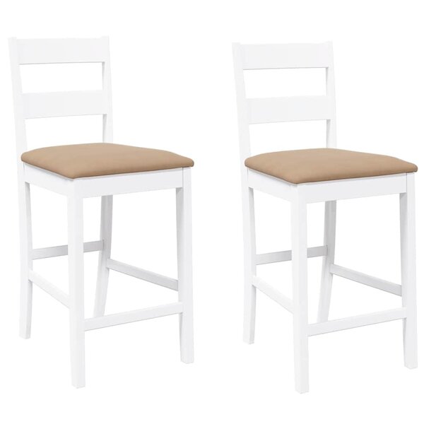 vidaXL Tabourets de bar avec coussins 2 Pièces blanc bois massif d'hévéa