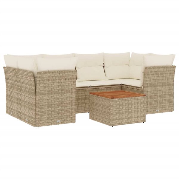 vidaXL Salon de jardin avec coussins 7 Pièces beige résine tressée