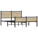vidaXL Cadre de lit en métal sans matelas chêne sonoma 137x190 cm