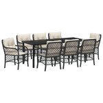 vidaXL Ensemble de salle à manger de jardin 9 pièces avec coussins en Rattan poly noir