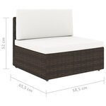 vidaXL Salon de jardin 6 Pièces avec coussins Marron Résine tressée