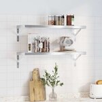 vidaXL Étagères murales 2 Pièces 75x23 5 cm argenté acier inoxydable