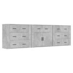 vidaXL Buffets 3 Pièces gris béton bois d'ingénierie