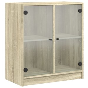 vidaXL Armoire latérale avec portes en verre chêne sonoma 68x37x75 5cm