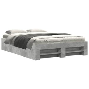 vidaXL Cadre de lit sans matelas gris béton 135x190 cm bois ingénierie