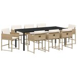 vidaXL Ensemble de salle à manger pour jardin 9 pc Beige polyrotin