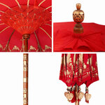 vidaXL Parasol Autre Rouge x 250 cm Coton et bois massif