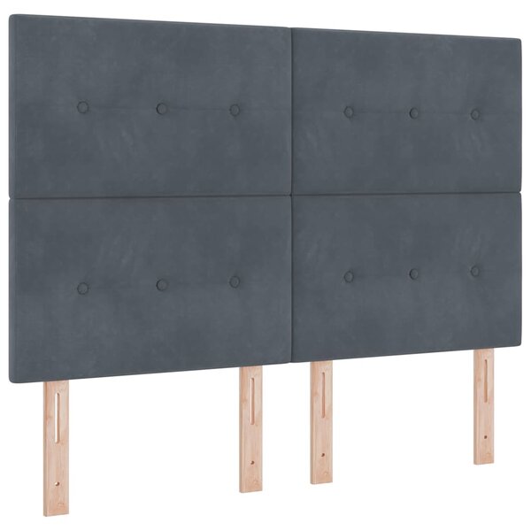 Lit à Sommier Box avec Matelas Gris Foncé 160x200 cm Velours