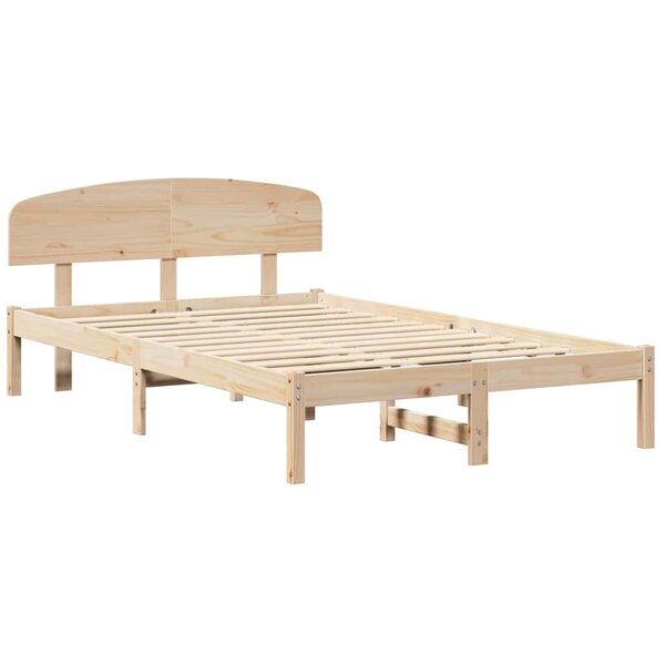 vidaXL Cadre de lit avec tête de lit 135x190 cm en bois massif de pin