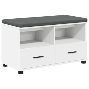 vidaXL Banc d'entrée avec coussin avec tiroir Blanc 80 x 38 x 46 cm
