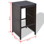 vidaXL Meuble de bar de jardin 7 Pièces et coussins Résine tressée Marron