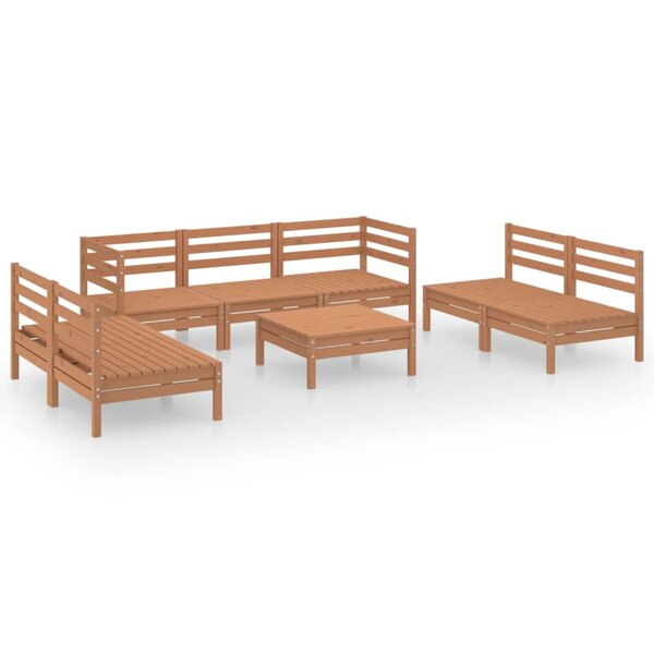 Salon de jardin meuble d'extérieur ensemble de mobilier 8 pièces marron miel bois de pin massif 02_0017866