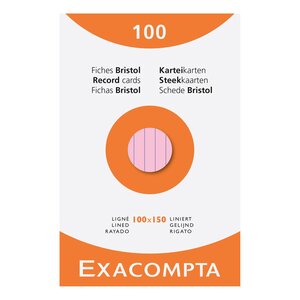 Etui De 100 Fiches - Bristol Ligné Non Perforé 100x150mm - Couleurs Assorties - Exacompta