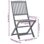 vidaXL Chaises pliables d'extérieur lot de 6 et coussins Bois d'acacia