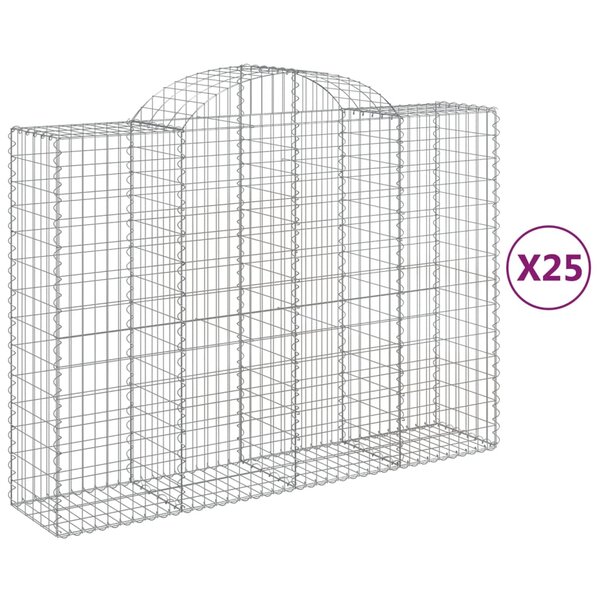 vidaXL Paniers à gabions arqués 25 Pièces 200x50x140/160 cm Fer galvanisé