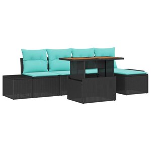 vidaXL Ensemble de canapé de jardin 6 Pièces Noir Poly rotin