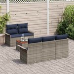 vidaXL Ensemble de canapé de jardin 6 Pièces Gris et bleu marine