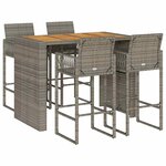vidaXL Ensemble de bar de jardin 5 Pièces sans coussins gris poly rotin