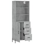 vidaXL Buffet haut Gris béton 69 5x34x180 cm Bois d'ingénierie